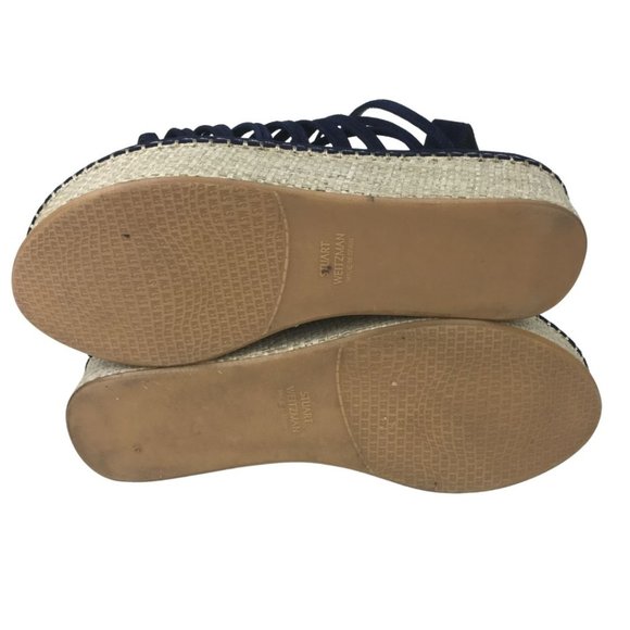 Stuart Weitzman Navy Lace-up Platform Sandals - Picture 12 of 13